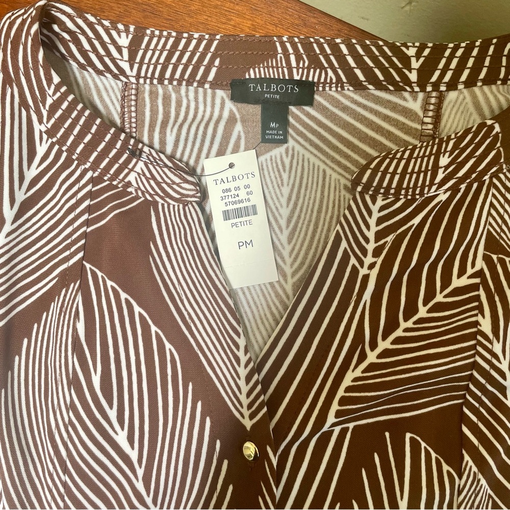 NWT Talbots women’s MP Jersey Shirtdress - Linear Palms print - Picture 10 of 12